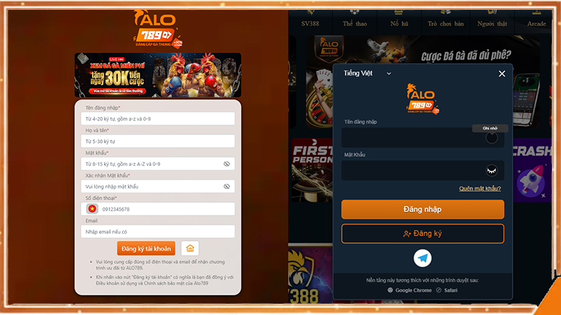 Cách đăng ký, đăng nhập tài khoản ALO789 đơn giản