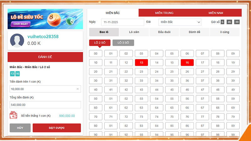 Chọn mức cược linh hoạt trên xổ số ALO789 theo từng phiên
