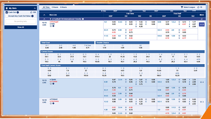 Giao diện sảnh thể thao ALO789 thân thiện, hiển thị kèo rõ ràng