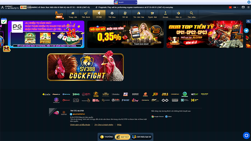 Hệ thống đá gà trực tuyến ALO789 phát sóng trường gà thực tế