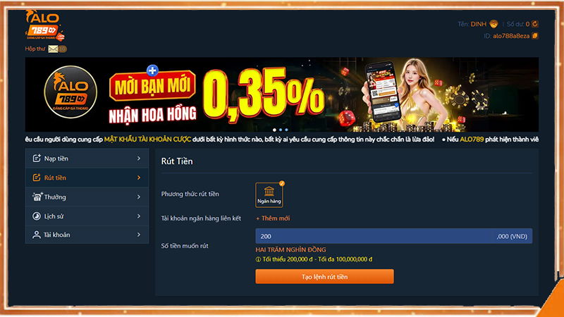 Hiệu suất rút tiền, phản hồi CSKH tại ALO789 ổn định