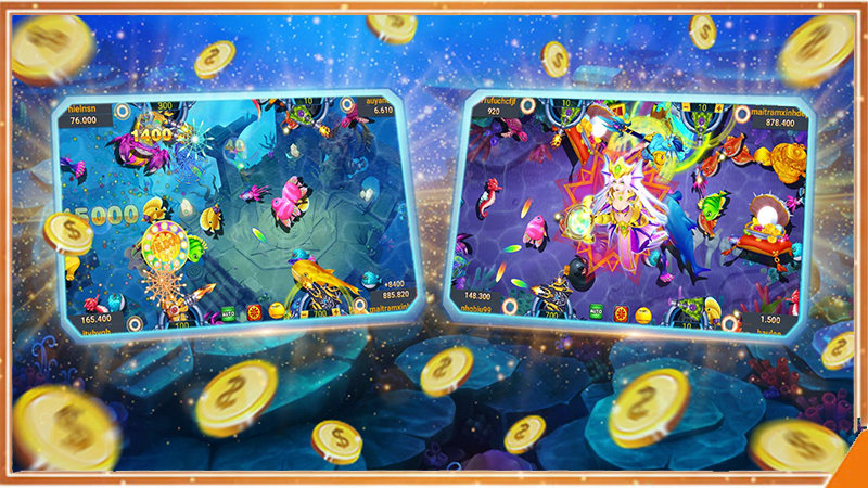 Mô phỏng bản đồ và đàn cá trong game bắn cá Đại Dương