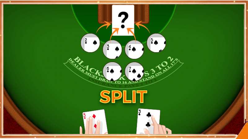 Tách bài đôi trong khi cược Blackjack
